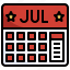 july, calendar, month, time 