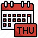 thursday, calendar, schedule, date, time