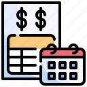 bill, calendar, payday, payment, schedule
