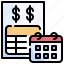 bill, calendar, payday, payment, schedule 