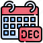 december, time, date, monthly, schedule 