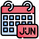 june, time, date, monthly, schedule