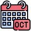 october, time, date, monthly, schedule 