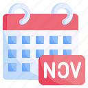 november, time, date, monthly, schedule