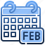 february, calendar, monthly, winter, date 