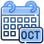 october, time, date, monthly, schedule 