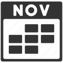 calendar, grid, month, november, plan, schedule, time table