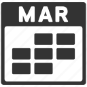 calendar, grid, march, month, plan, schedule, time table