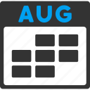 appointment, august, calendar, grid, month, plan, schedule