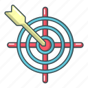 arrow, bullseye, cartoon, dart, goal, object, target