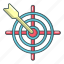 arrow, bullseye, cartoon, dart, goal, object, target 