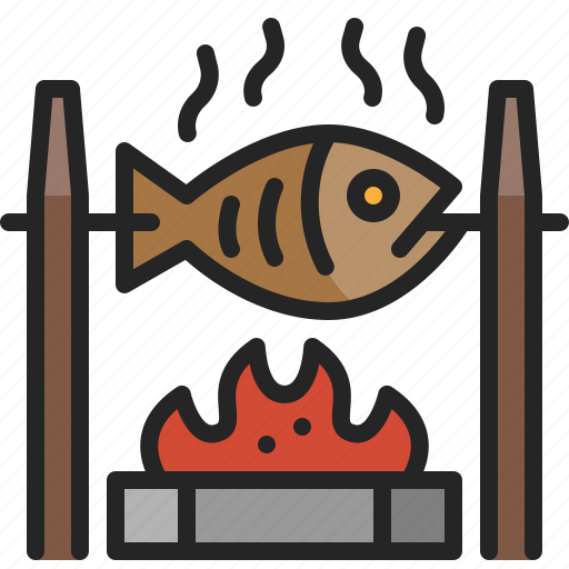 Food, fish, cooking, gastronomy, grilled, campfire icon - Download on Iconfinder