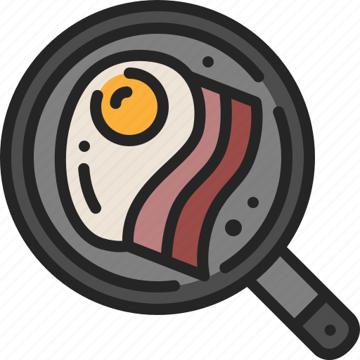 Food, cooking, gastronomy, bacon, egg, breakfast, pan icon - Download on Iconfinder