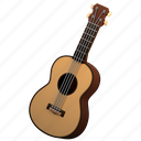 guitar, music, instrument, acoustic, wooden guitar, camping, 3d