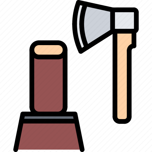 Stump, axe, firewood, camping, nature icon - Download on Iconfinder