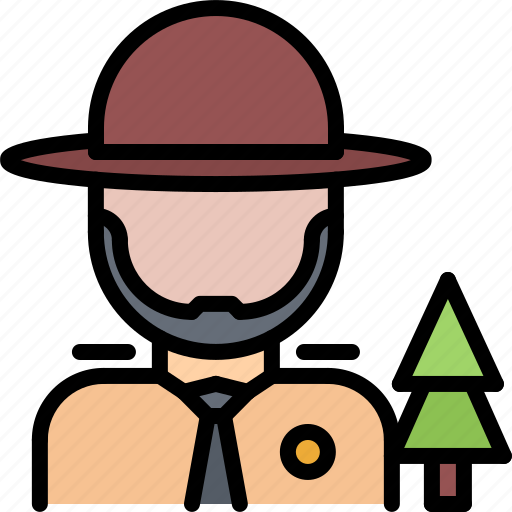Sheriff, warden, tree, man, uniform, camping, nature icon - Download on Iconfinder