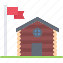 house, building, flag, camping, nature