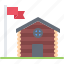 house, building, flag, camping, nature 