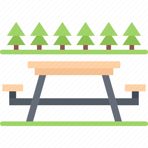 Table, bench, forest, camping, nature icon - Download on Iconfinder