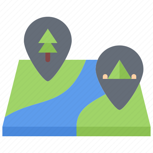 Map, location, pin, tent, forest, camping, nature icon - Download on Iconfinder