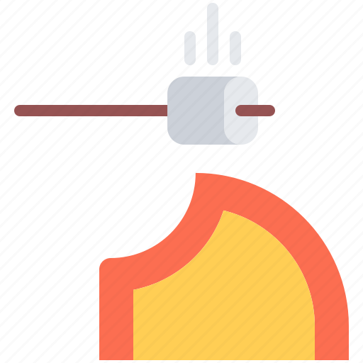 Fire, branch, marshmallow, camping, nature icon - Download on Iconfinder