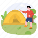 man, tent, camp, camping, person, adventure, vacation, travel, outdoor
