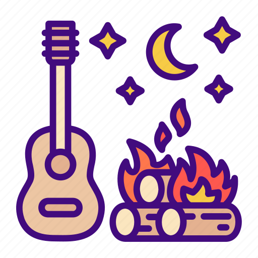 Campfire, bonfire, camp, flame, music, musical, night icon - Download on Iconfinder