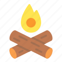 campfire, fire, camping, wood