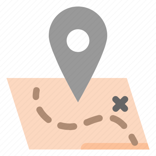 Camping, maps, pin, route, treasure icon - Download on Iconfinder