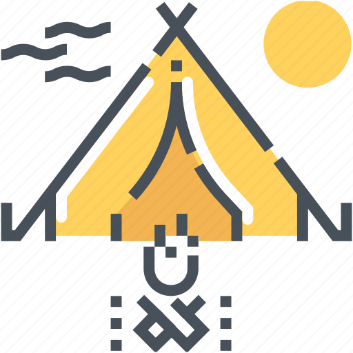 Camp, camping, fire, forest, shelter, tent, woods icon - Download on Iconfinder