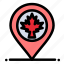canada, leaf, location, map 