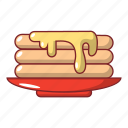 breakfast, cartoon, delicious, hot, object, pancakes, stack