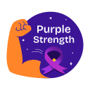 purple strength, powerful, cancer, positivity, typography