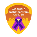 cancer shield, protection, ribbon, positivity, typography