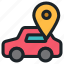 car, vehicle, automobile, transportation, location, map, pin, placeholder 