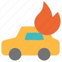 car, vehicle, automobile, transportation, fire, flame, burning, accident
