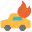 car, vehicle, automobile, transportation, fire, flame, burning, accident 