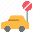 car, vehicle, automobile, transportation, no, parking, block, sign