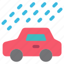 car, vehicle, automobile, transportation, rain, raining, weather