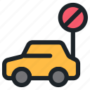 car, vehicle, automobile, transportation, no, parking, block, sign