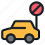 car, vehicle, automobile, transportation, no, parking, block, sign 