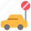car, vehicle, automobile, transportation, no, parking, block, sign 