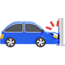 frontal crash, blue car, car accident, collision, crash impact, traffic accident, road safety, transportation 