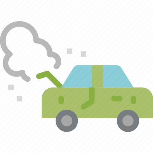 Broken, car, damage, engine, smoke, transportation icon - Download on Iconfinder