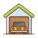 garage, vehicle, car, parking, house