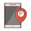mobile, parking, phone, location, map 