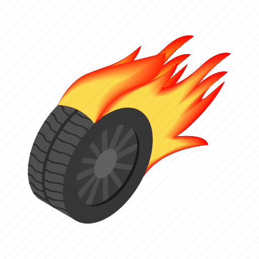 Flame, hot, isometric, race, speed, vehicle, wheel icon - Download on Iconfinder