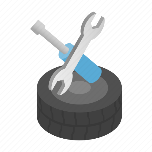 Isometric, race, repair, transport, tyre, vehicle, wheel icon - Download on Iconfinder