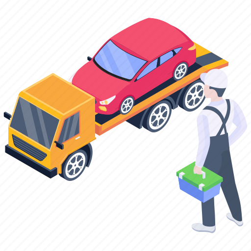 Tow truck, car towing, vehicle towing, car moving, car trailer illustration - Download on Iconfinder