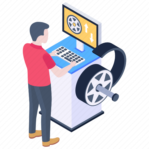 Tyre fitting, tyres service, wheel balancing, wheel service, tyre balancing illustration - Download on Iconfinder